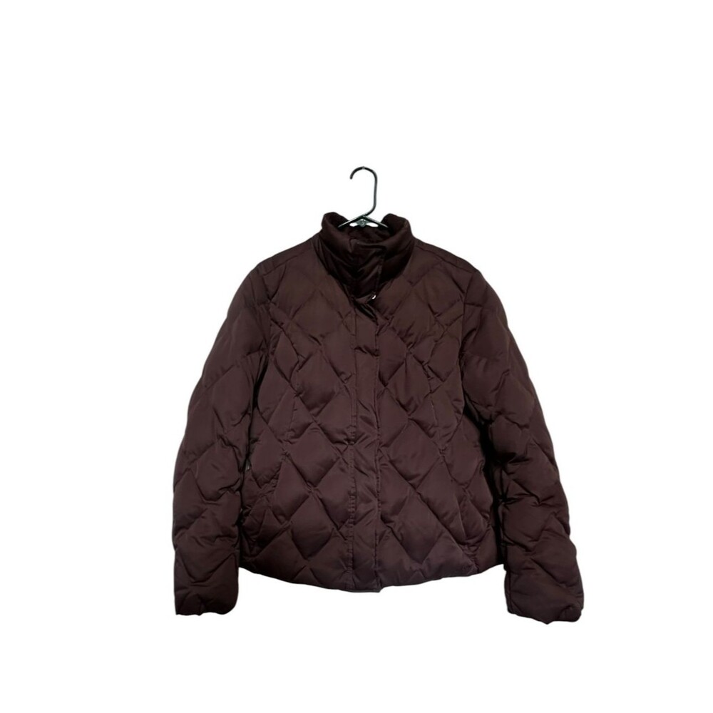 Eddie Bauer EB650 Women’s Size XL Plum Quilted Down Puffer Jacket Full Zip Snap
